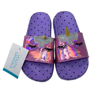 Youth Sandals Youth Girl's Purple Unicorn Slide Size 11/12